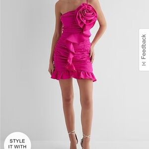 Express One Shoulder Ruched Rosette Mini Dress size 6